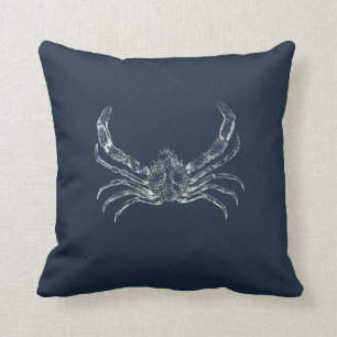 Nautic Navy Blue Starfish & Crab Kissen