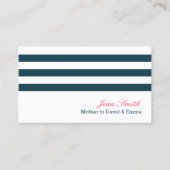 Nautic Navy Blue Streifen Mommy Telefonnummerkarte (Vorderseite)