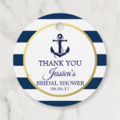 Nautic Navy Blue Stripes Brautparty Geschenkanhänger (Rückseite)