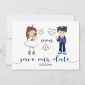 Nautic Navy Blue Stripes Silver Save the Date (Vorderseite)