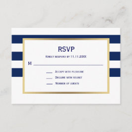 Nautic Navy Blue Stripes UAWG Wedding RSVP Karte