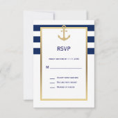 Nautic Navy Blue Stripes UAWG Wedding RSVP Karte (Vorderseite)