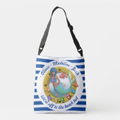 Nautic Navy Blue Stripped Mermaid Summer Beach Tragetaschen Mit Langen Trägern (Rückseite)