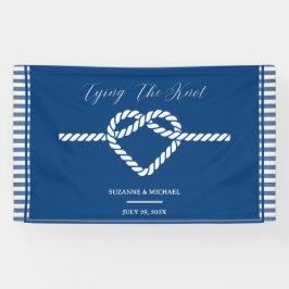 Nautic Navy Blue Tying Stripes Wedding Banner