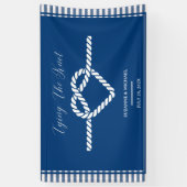 Nautic Navy Blue Tying Stripes Wedding Banner (Vertikal)