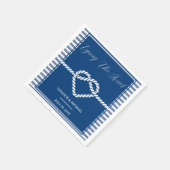 Nautic Navy Blue Tying Stripes Wedding Serviette (Ecke)