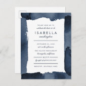 Nautic Navy Blue Watercolor Brautparty Einladungspostkarte (Vorne/Hinten)