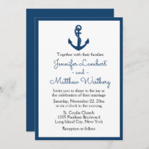Nautic Navy Blue Wedding Anchor Sailor Beach