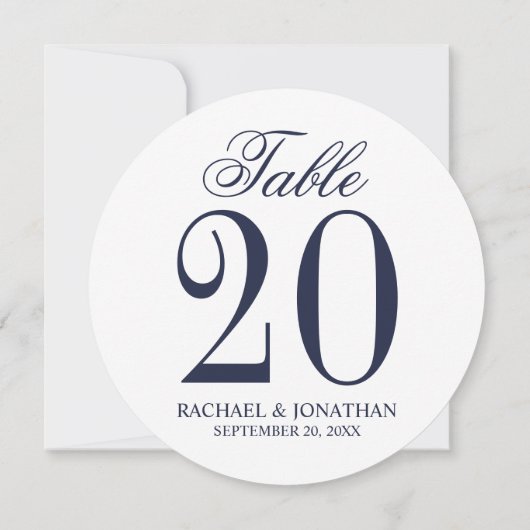 Nautic Navy Blue Wedding Circle Tischnummer (Rückseite)