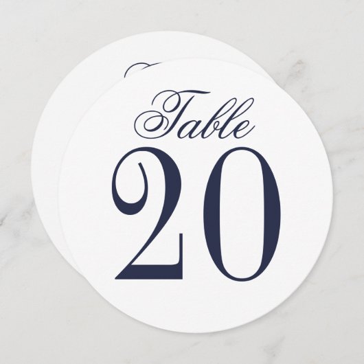 Nautic Navy Blue Wedding Circle Tischnummer (Vorne/Hinten)