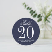 Nautic Navy Blue Wedding Circle Tischnummer (Stehend Vorderseite)