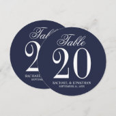 Nautic Navy Blue Wedding Circle Tischnummer (Vorne/Hinten)