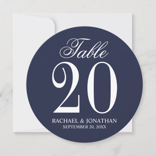 Nautic Navy Blue Wedding Circle Tischnummer (Vorderseite)