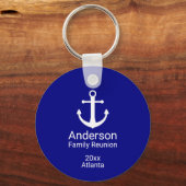 Nautic Navy Blue & White Anchor Family Wiedersehen Schlüsselanhänger (Rückseite)