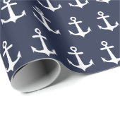 Nautic Navy Blue White Anchor Geschenkpapier (Rolleneckpunkt)