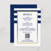 Nautic Navy Blue White Stripes QR CODE Hochzeit RSVP Karte (Vorne/Hinten)