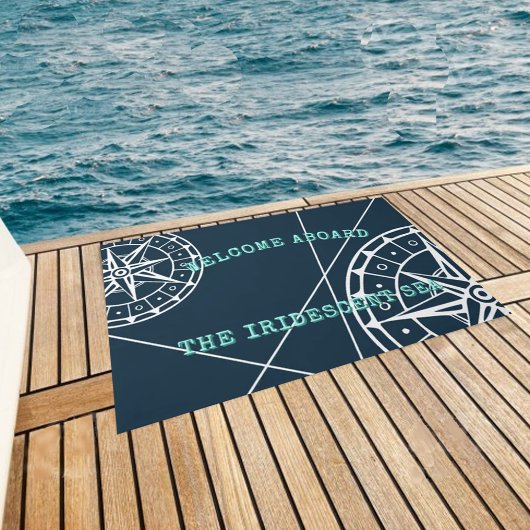 Nautic Navy Blue Willkommen auf der Compass Rose Fußmatte