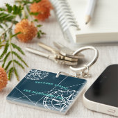Nautic Navy Blue Willkommen auf der Compass Rose Schlüsselanhänger (Vorderseite rechts)
