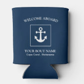 Nautic Navy Blue Willkommensschiff Name Anchor Dosenkühler (Rückseite)