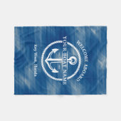 Nautic Navy Blue Willkommensschiff Name Anchor Fleecedecke (Vorderseite (Horizontal))
