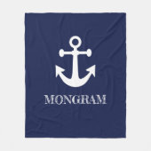 Nautic Navy Blue Willkommensschiff Name Anchor Fleecedecke (Vorderseite)