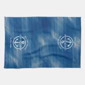 Nautic Navy Blue Willkommensschiff Name Anchor Geschirrtuch (Horizontal)