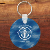 Nautic Navy Blue Willkommensschiff Name Anchor Schlüsselanhänger (Vorderseite)