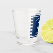 Nautic Navy Blue Willkommensschiff Name Anchor Schnapsglas (Links)