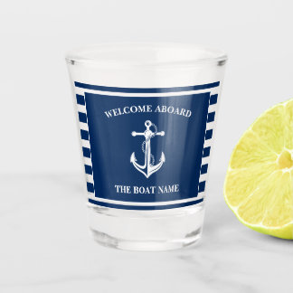 Nautic Navy Blue Willkommensschiff Name Anchor Schnapsglas