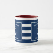 Nautic Navy Blue Willkommensschiff Name Anchor Tasse (Zentrum)