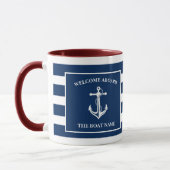 Nautic Navy Blue Willkommensschiff Name Anchor Tasse (Links)