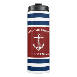 Nautic Navy Blue Willkommensschiff Name Anchor Thermosbecher