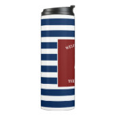 Nautic Navy Blue Willkommensschiff Name Anchor Thermosbecher (Nach links gedreht)
