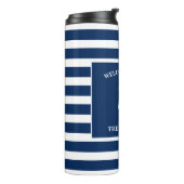 Nautic Navy Blue Willkommensschiff Name Anchor Thermosbecher (Nach links gedreht)