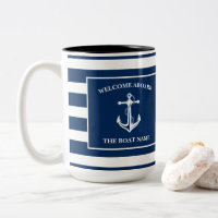Nautic Navy Blue Willkommensschiff Name Anchor