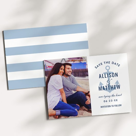 Nautic Navy Dusty Blue Anchor Wedding Foto Save The Date