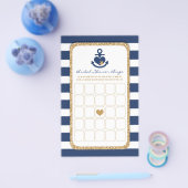 Nautic Navy & Gold Brautparty Bingo Flyer (Einzeln)
