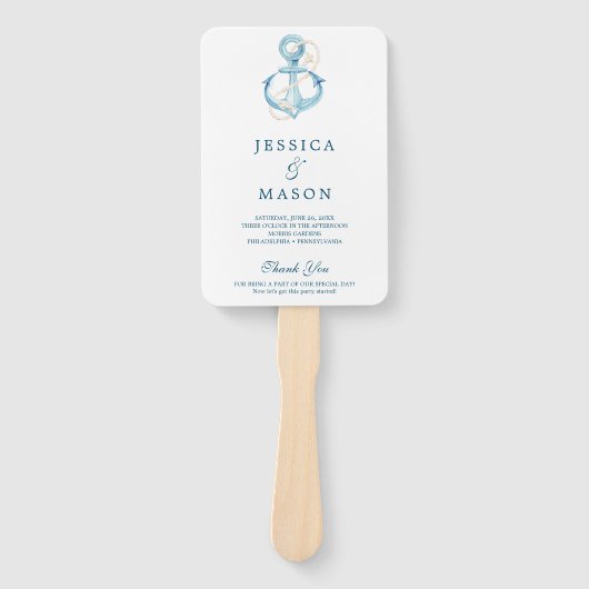 Nautic Navy Hochzeitsprogramm Fächer (Vorderseite)