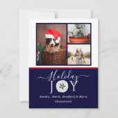 Nautic Navy Joy Sand Dollar Foto Weihnachtskarte (Vorderseite)