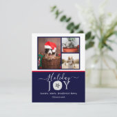 Nautic Navy Joy Sand Dollar Foto Weihnachtskarte (Stehend Vorderseite)