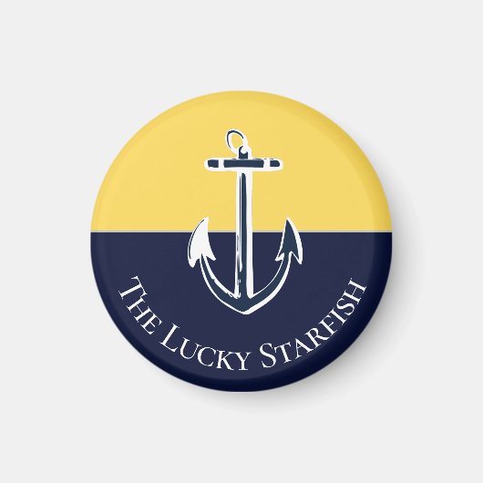 Nautic Navy Mustard Yellow Anchor Beach House Magnet (Vorne)