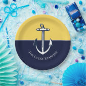 Nautic Navy Mustard Yellow Anchor Beach House Pappteller (Party)
