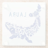 Nautic Navy Niedlich Whale Floral Individuelle Nam Glasuntersetzer (Rückseite)