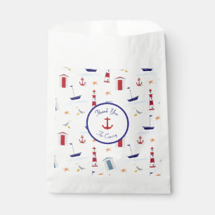 Nautic Navy Sailboat Red Anchor 1st Birthday Fav Geschenktütchen