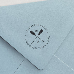Nautic Oars Couples Monogram Rücksendeadresse Permastempel