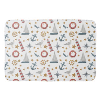 Nautic Ocean Anchor Compass Rose Sailboat Badematte