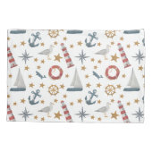 Nautic Ocean Anchor Compass Rose Sailboat Kissenbezug (Rückseite)