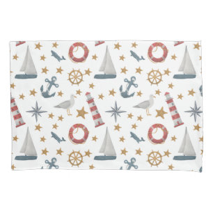 Nautic Ocean Anchor Compass Rose Sailboat Kissenbezug
