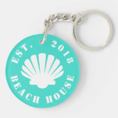 Nautic Ocean Beach House | Ihr Text Schlüsselanhänger (Rückseite)