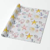 Nautic Ocean Beach Pastel Starfish Seashell Geschenkpapier (Ungerollt)